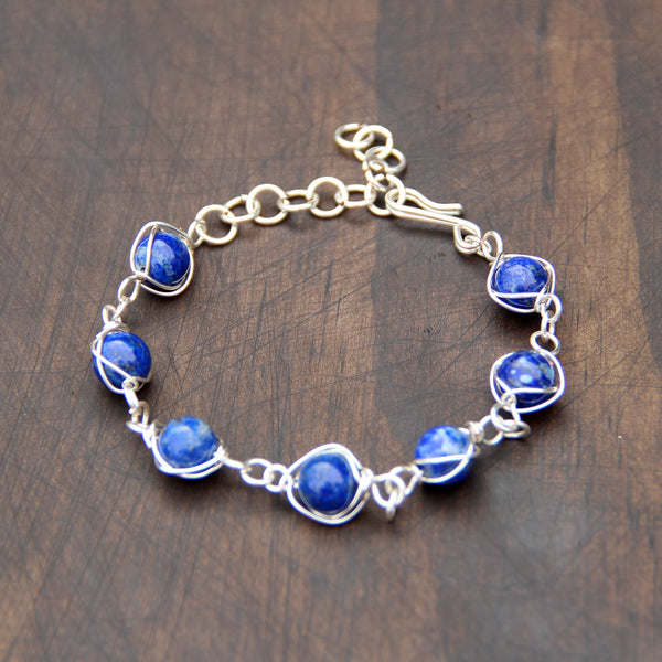 Greek Jewelry Shop - 505 Ancient Greek Jewellery Silver bracelet with Lapis  Lazuli
